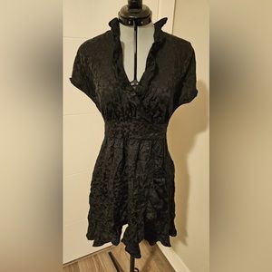 Jacob black floral print 100% silk dress size xs